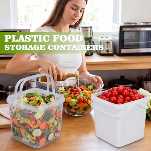 METAPACK 5 Pack 1.3 Gallon Clear Square Food Storage Buckets with Lids and Do...