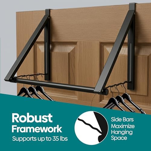 HOLDN’ STORAGE Over The Door Hanger Rack Foldable, Black