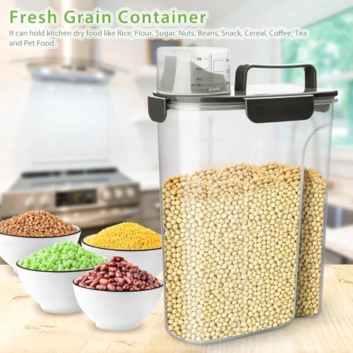 Viretec Rice Storage Container, 5 to 10lb Dry Food Airtight Dispenser, Pet Do...