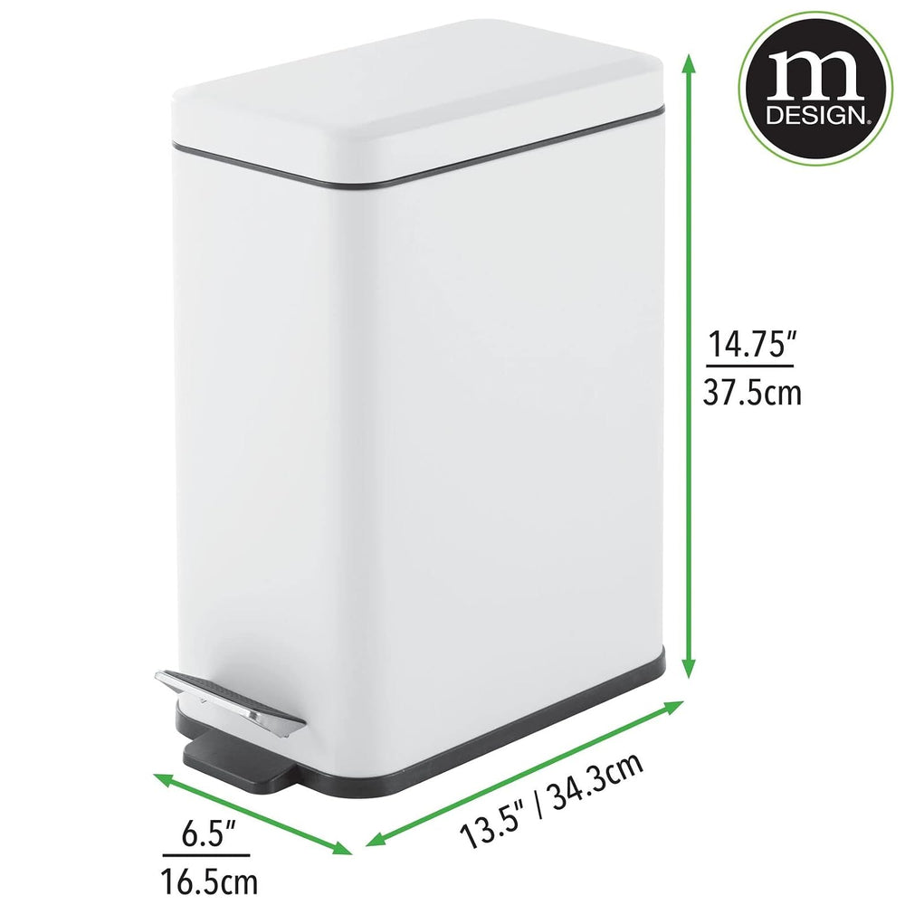 mDesign Pedal Bin — Waste Bin with Pedal, Lid and Plastic Bucket Insert for B...