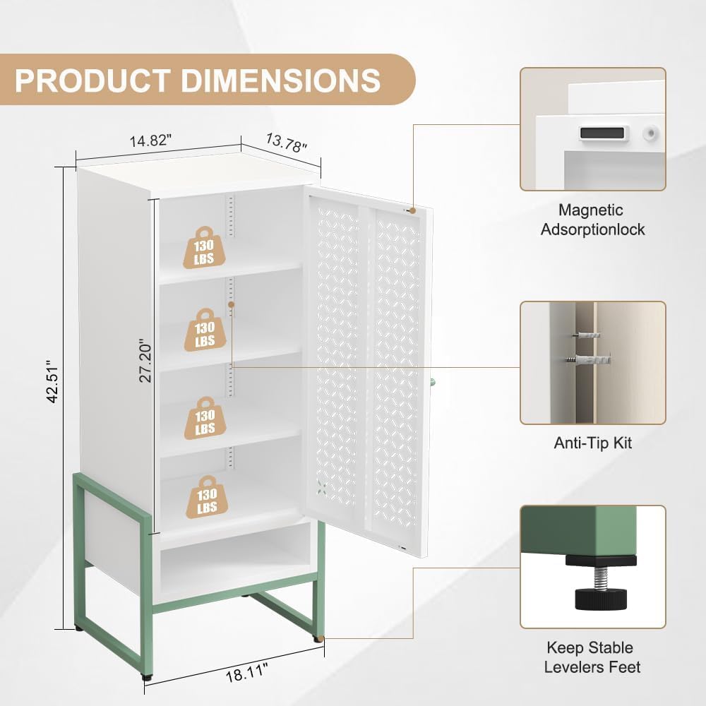Storage Cabinet, 43" H, White