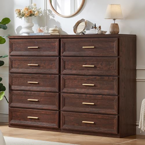RWYHG Dresser Set for Bedroom with 5 Drawers 45" Tall with Gold Handle