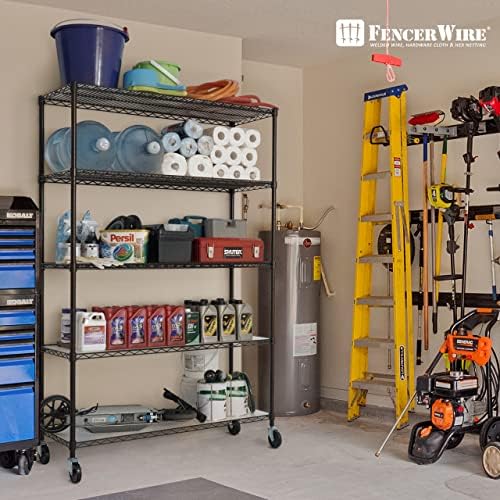 Fencer Wire NSF Commercial Heavy Duty Wire Shelving w/Wheels, Leveling Feet &...