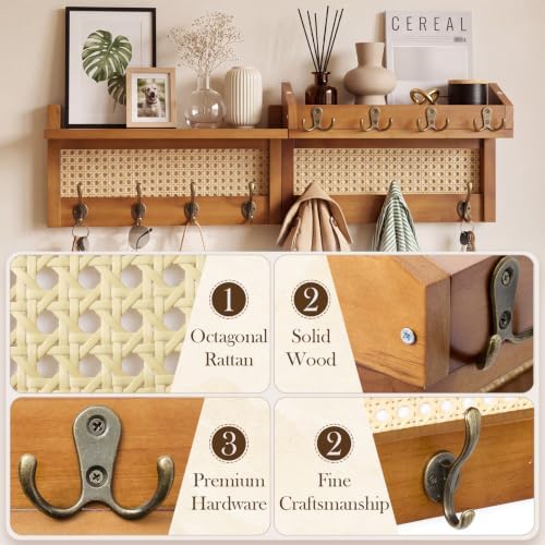 Novabright 29" Coat Rack Wall Mount with Shelf for Entryway, Wooden