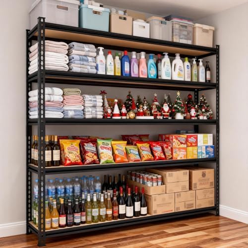 Heavy Duty Garage Shelving, 5 Tier Metal Adjustable Storage Shelves, 3000 LBS...