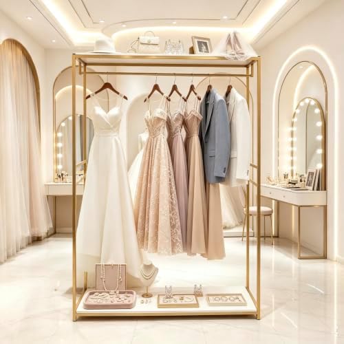 75" Tall Gold Clothing Garment Rack Boutique Retail Display Stand