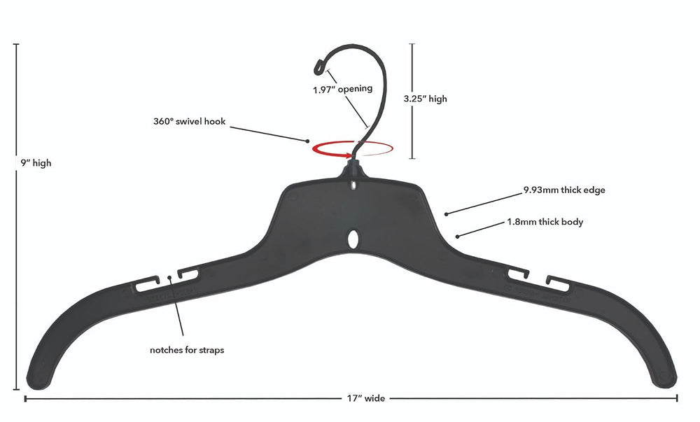 NAHANCO 25500BHMG Plastic Shirt/Dress Hanger with Black Swivel Hook and Molde...