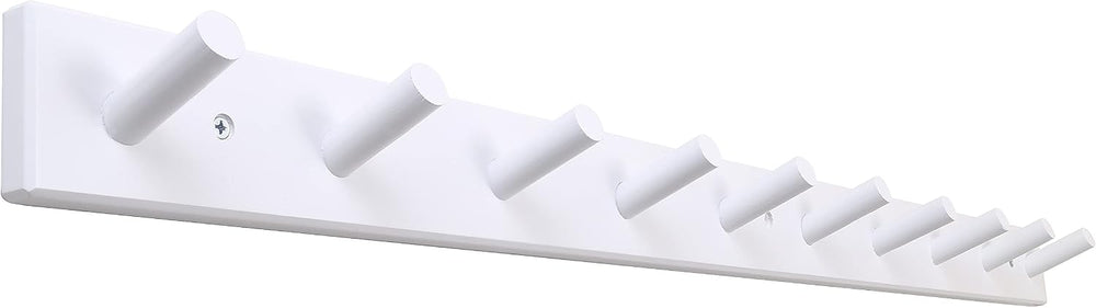 SKOLOO Wall Mounted Coat Rack 38", 10 Hooks, Bamboo, Shaker Style, White