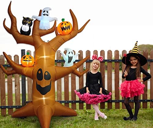 9ft Halloween Inflatable Ghost Tree Halloween Airblown Inflatable Outdoor Dec...