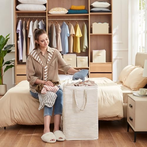 Lifewit 80L Large Laundry Baskets, Laundry Hampers Bags, 3 Pack, Beige
