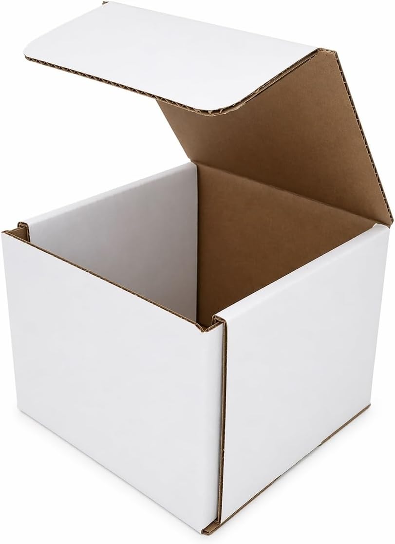 4x3x2 White Corrugated Boxes, 250 Pack, Fold-Together Mailers, No Tape Needed...