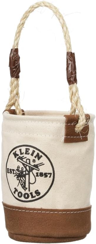 Klein Tools 5104MINI Mini Tool Bucket, All-Purpose Tool Bucket with Leather-B...