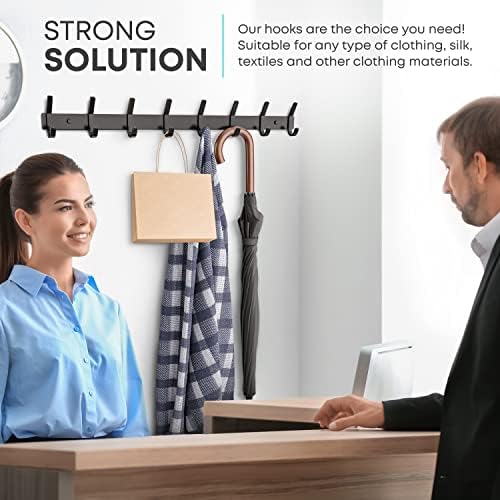Coat Rack Wall Mount – 24 Inch Stainless Steel Hook Rail with 8 Double Coat H...