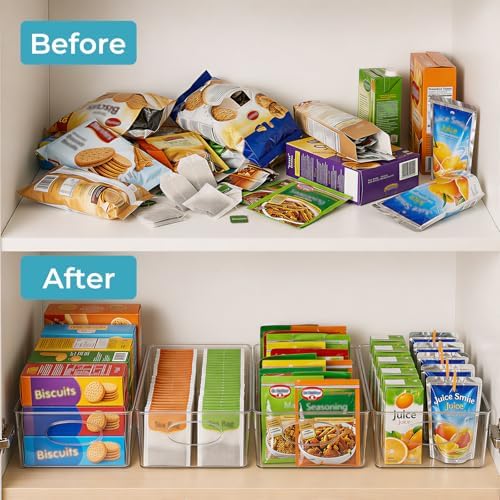 UFORU 10 Pack Clear Plastic Pantry Organizers and Storage with Handles