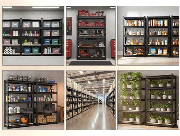 REIBII Set of 3 Storage Shelves 5 Tier Garage Shelving Heavy Duty Load 2000LB...