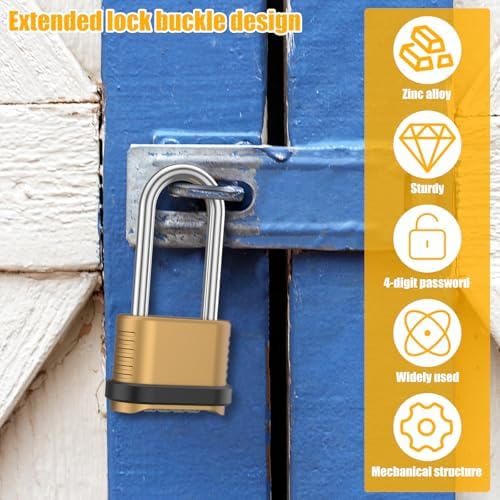 Combination Lock, 4-Digit Weatherproof Padlock 105mm, 8 Pack