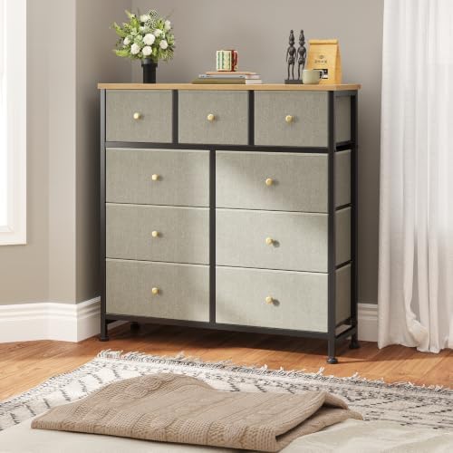 DUMOS 9 Drawer Dresser for Bedroom, Storage Organizer Chest of Drawers
