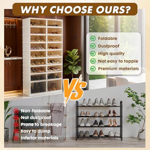 SAYMA 9 Tiers-36 Pairs Folding Shoe Rack Organizer Cabinet with Doors
