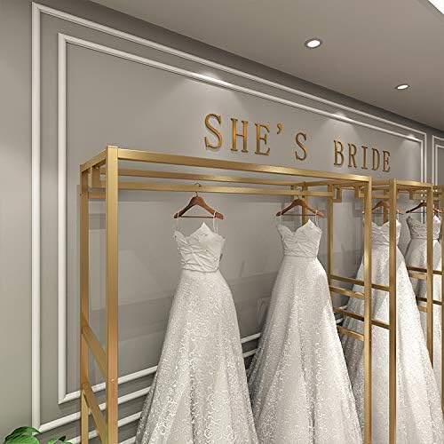 HOMEKAYT Gold Clothing Racks with Shelves, Weeding Dress Retail Clothes Rack,...