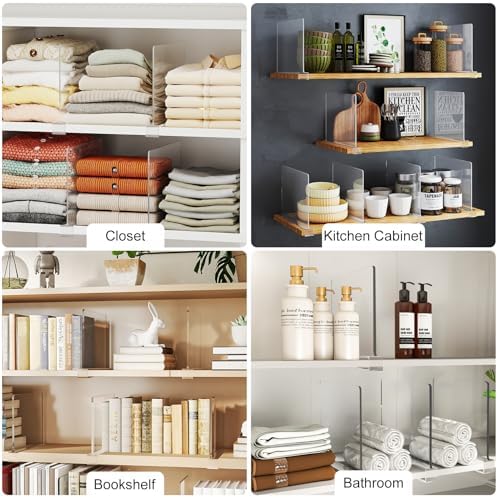 Purse Organizer for Closet Shelf Dividers: Clear Acrylic 12-Pack