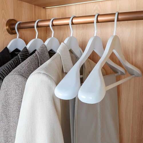 TOPIA HANGER White Wooden Coat Hanger 6 Pack, Wood Suit Hangers,Glossy Finish...