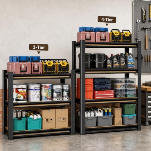 Heavy Duty Garage Shelving, Metal Storage Shelves, 3 Tier Adjustable Storage ...