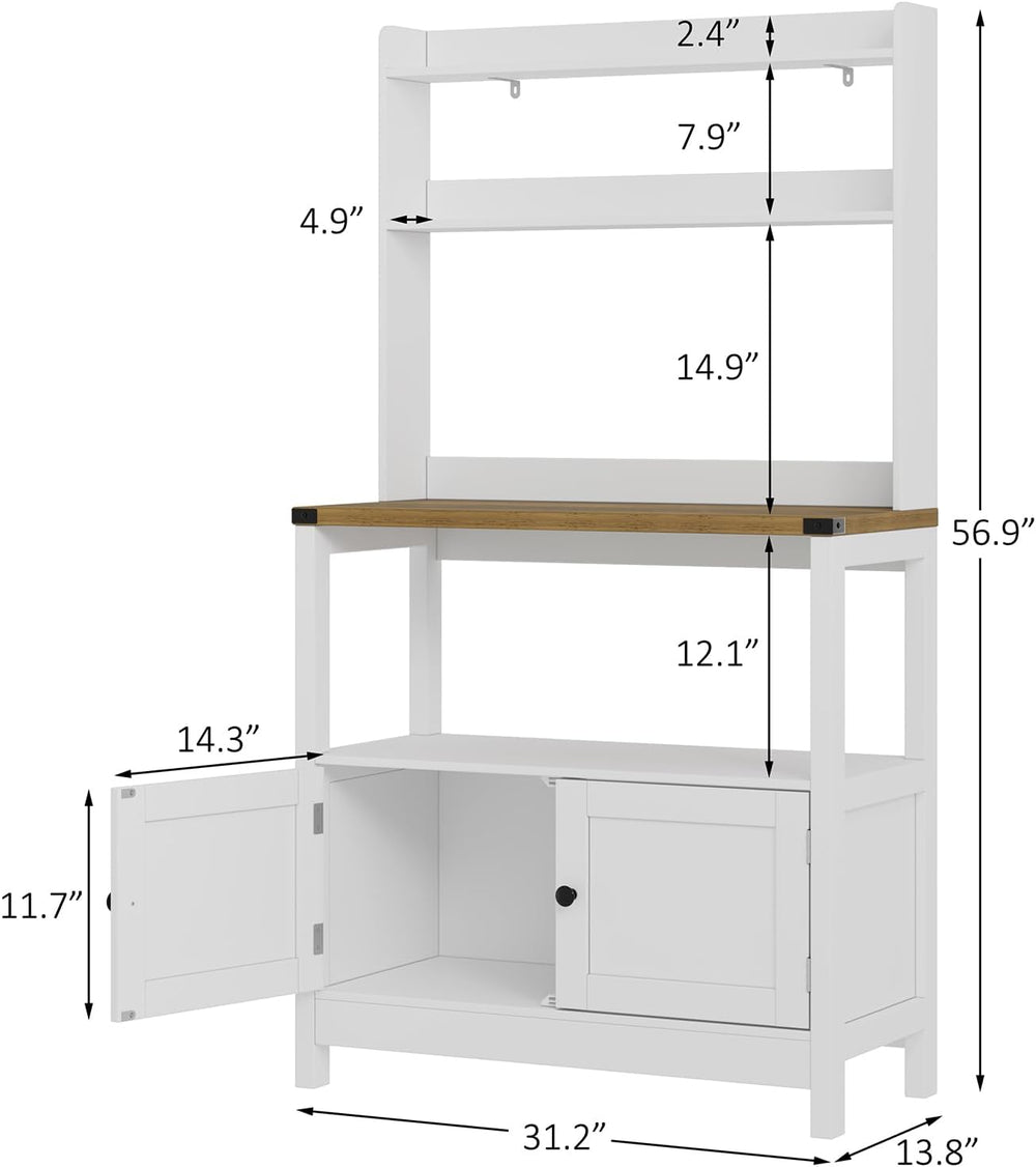 Microwave Standing Baker's Racks 5-Tiers Cabinet (White and Brown)