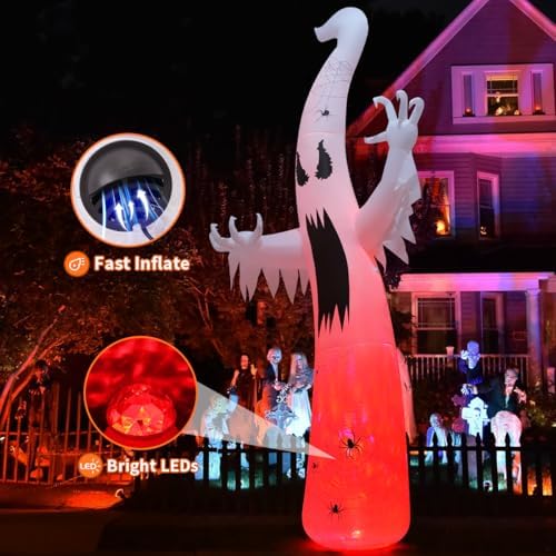 GOOSH 12 FT Halloween Inflatables Ghost Outdoor Decorations Blow Up Yard Gian...