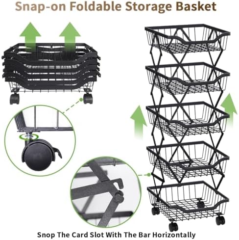 Fruit Vegetable Storage Basket 5 Tiers Stackable Metal Wire Fruit Basket Kitc...