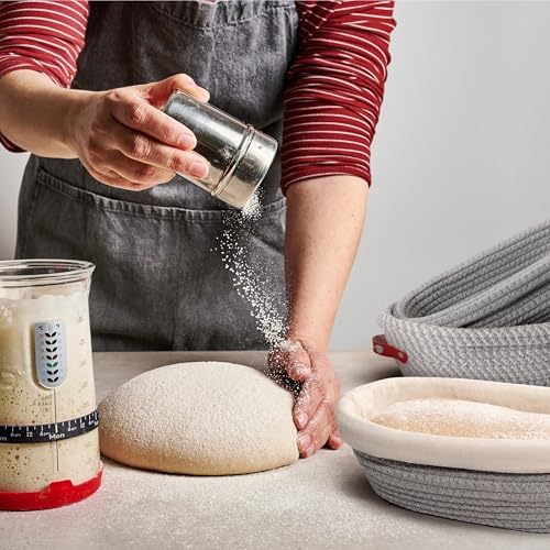 KneadAce Cotton Rope Banneton Bread Proofing Basket Set, 2 x Oval Bread Baske...