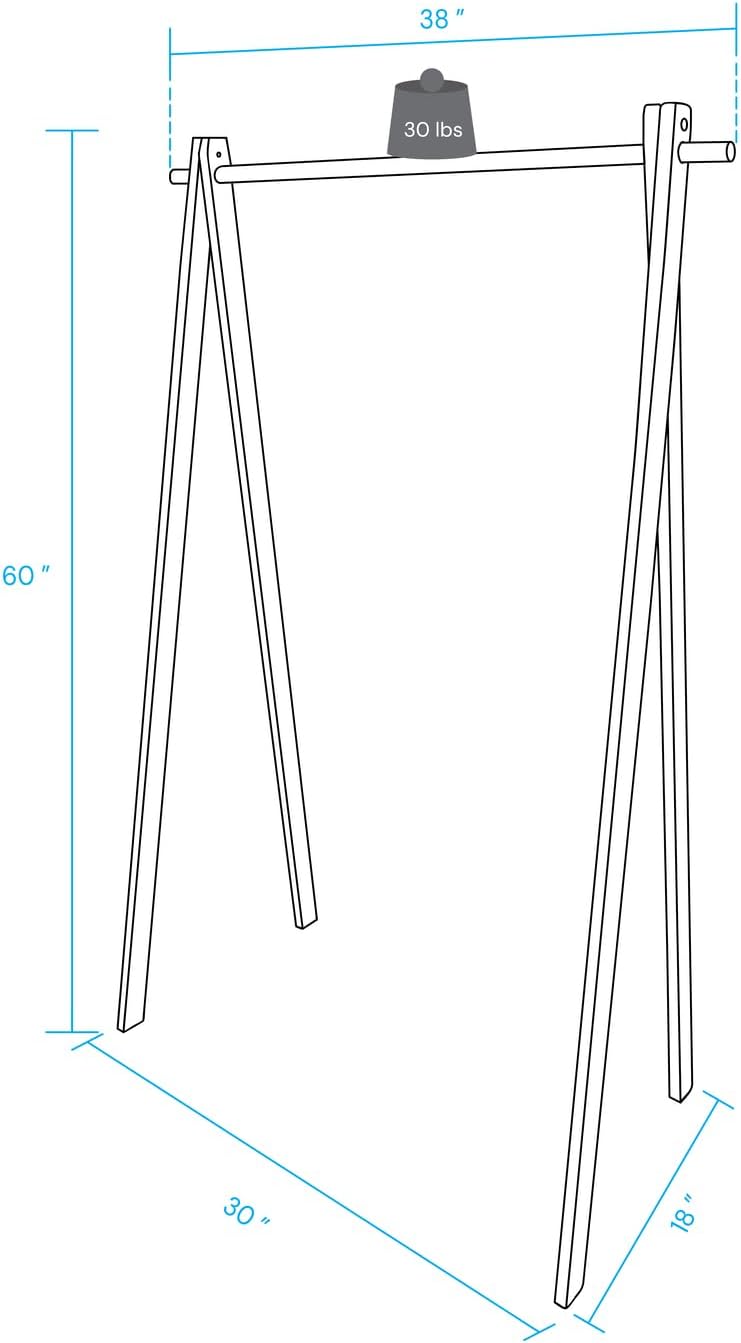 Solid Wood No Tool Assembly Collapsible Aesthetic Clothing Garment Rack