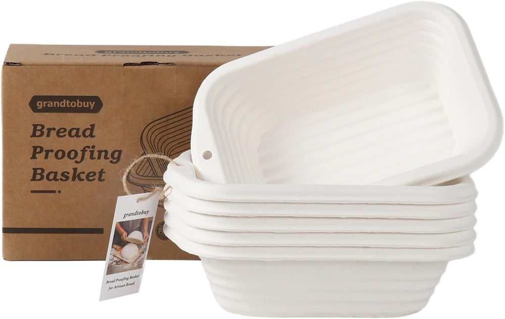 8" Rectangular Sourdough Banneton Bread Proofing Basket 6-Pack