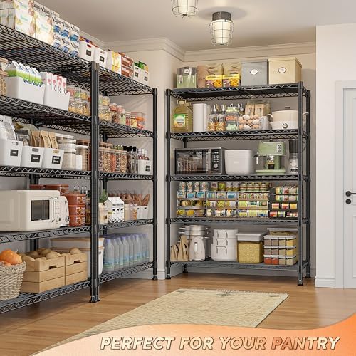 REIBII 5 Tier Storage Shelves, 1653LBS Heavy Duty&Silent Wheels for Garage