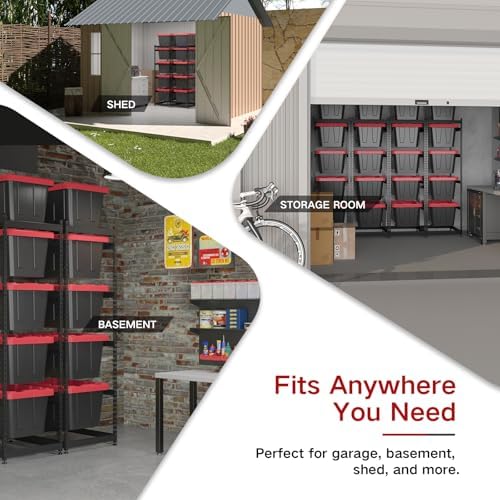 FERO 27 Gallon Storage Bin Rack Organizer, Heavy-Duty Tote Storage Rack, 5-Ti...