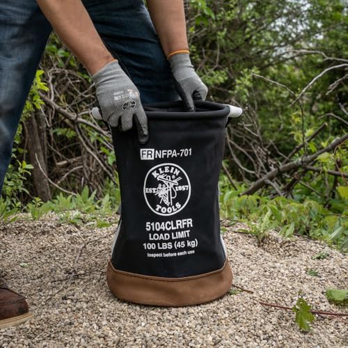 Klein Tools 5104CLRFR Canvas Bucket, Flame-Resistant Top Closing Tool Bucket,...
