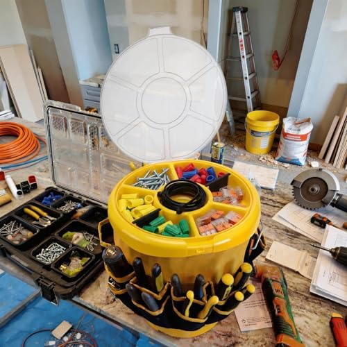 3 Pcs 5 Gallon Bucket Tool Organizer Yellow Bucket Seat with 2 Removable Wall...