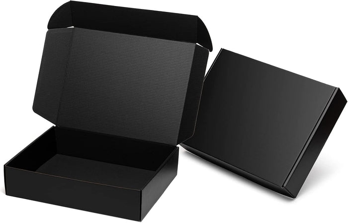 Mcfleet 13x10x3" Black Shipping Boxes - Corrugated Cardboard Mailing Box Packaging for Small Business - Tab Locking Literature Mailer Boxes Flat Shipping Boxes Empty Gift Packing Boxes Supplies 24