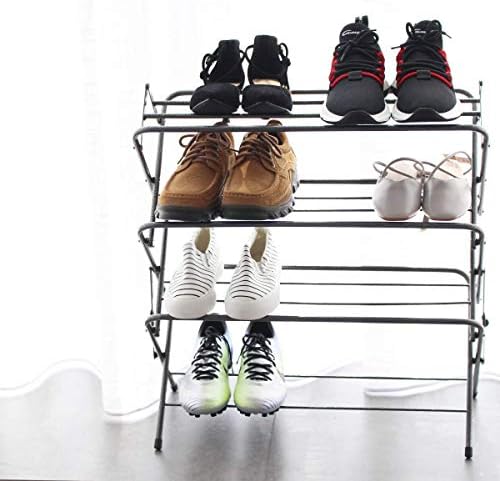 Zenree 4 Tier Folding Shoe Rack, Multifunction Small Organizer and Storage Me...