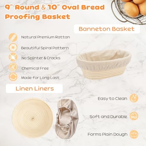 Sourdough Starter Kit with Banneton Bread Proofing Basket & Baking Supplies