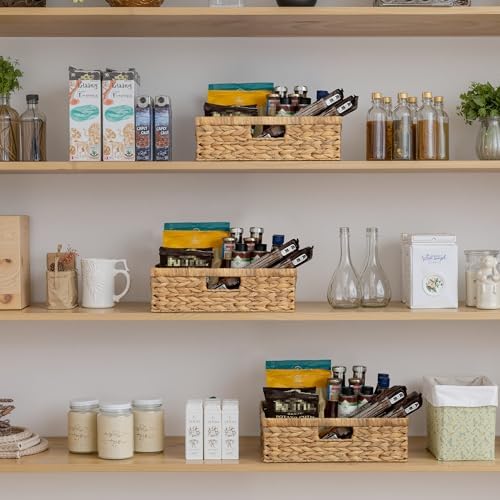 StorageWorks Wicker Storage Baskets for Shelves, Pantry Baskets, 1-Pack
