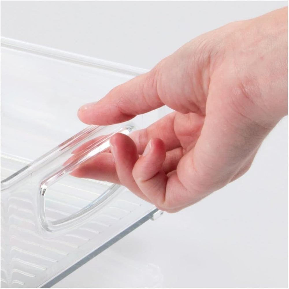 mDesign Plastic Storage Organizer Shallow Container Bin with Handles for Bath...