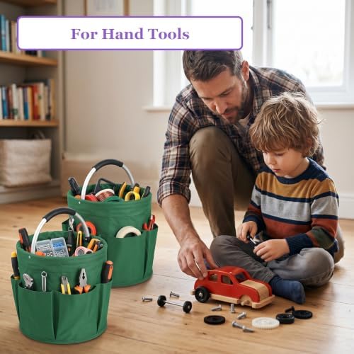 2-Pack Cleaning Supply Caddy with 6 Side Pockets, 17L Foldable Bucket Organiz...