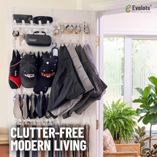 Evelots Rack for Purses, Belts, Jewelry, Ties, Hats - New Over the Door Organ...