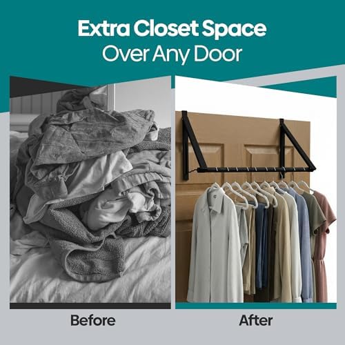 HOLDN’ STORAGE Over The Door Hanger Rack Foldable, Black