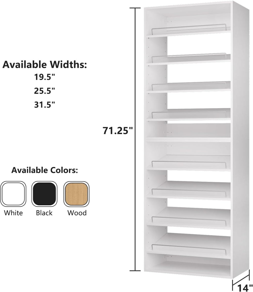 ROOMTEC Modular Closet System, 25.5" Shoe Shelf Closet Tower Wall-Mounte...