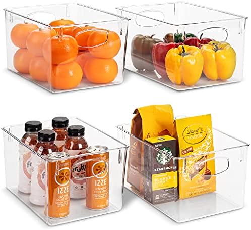 Sorbus Fridge Organizers and Storage, Clear Plastic Bins (Large, 4 Pack)