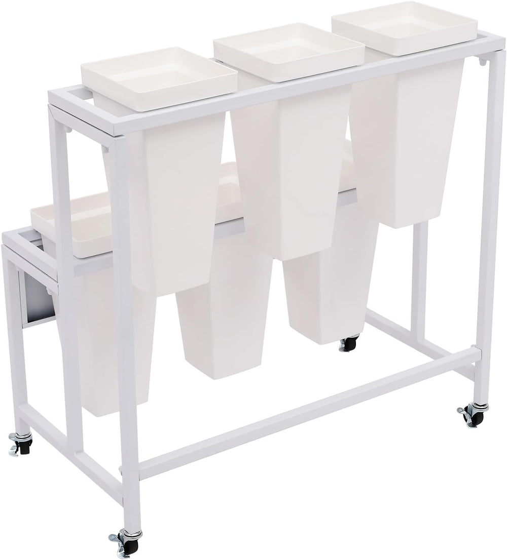 2-Layers Flower Display Stand Metal Flower Display Stand With 6 Pcs Buckets R...