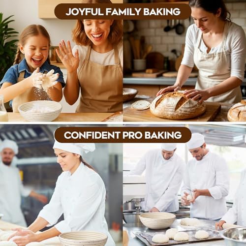 Dimpola Sourdough Baking Kit with Two 9 Inch Banneton Proofing Baskets, Dough...