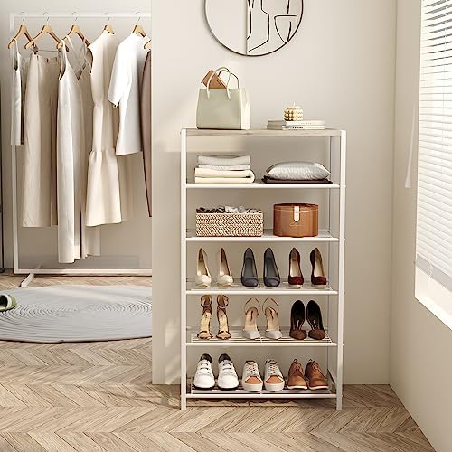 HOMEFORT Shoe Rack 6-Tier, Shoe Storage Shelf, Industrial Shoe Tower, Narrow ...