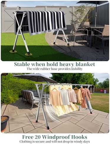 Folding Stainless Steel Laundry Drying Rack 79 Inches